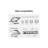 Podstawka pod laptopa Unitek Laptop Stand with Detachable USB-C Hub D1109B01 - Srebrna