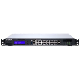 Switch zarządzalny QNAP QGD-1600-8G - 16x 1GbE Rj45, 2x 1GbE RJ45|SFP combo, Celeron J4115, 8GB RAM, 2x wnęki na dyski 2.5", PoE