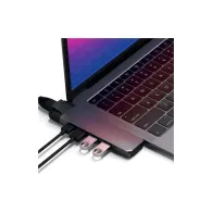 Replikator portów Satechi 2x USB-C Pro Hub ST-TCPHEM - USB-C PD 87W, 2x USB-A, HDMI 4K, czytnik microSD i SD, Ethernet, Szary