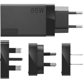 Zasilacz sieciowy Lenovo USB-C Travel Adapter 65W G0A6N065WW - 4 wymienne wtyczki (USA, UE, AU, GB), Czarny