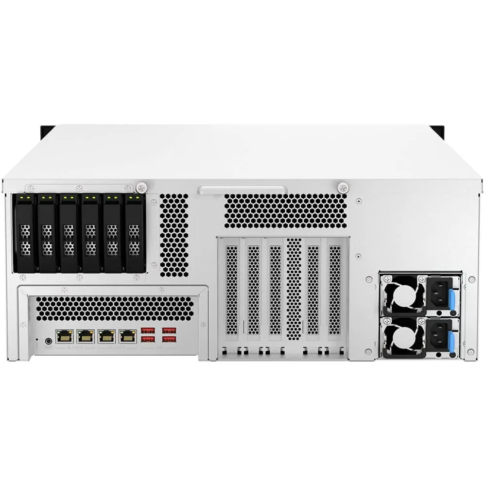 Serwer NAS QNAP Rack TS-H3087XU-RP-E2378-10 - Rack (4U)/Intel Xeon E-2378/64 GB RAM/112 TB/30 wnęk/3 lata Carry-in - zdjęcie