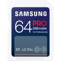 Karta pamięci Samsung PRO Ultimate SDXC 64GB MB-SY64SB/WW - UHS-I U3, Zapis do 130MB/s, Odczyt do 200MB/s, Czytnik
