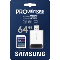 Karta pamięci Samsung PRO Ultimate SDXC 64GB MB-SY64SB/WW - UHS-I U3, Zapis do 130MB/s, Odczyt do 200MB/s, Czytnik