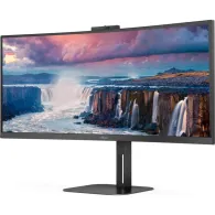 Monitor AOC CU34V5CW/BK, 34", 3440x1440 (UWQHD), 100Hz, 21:9, zakrzywiony, VA, FreeSync, 1 ms, kamera, USB-C, Czarny | Sklep ITn
