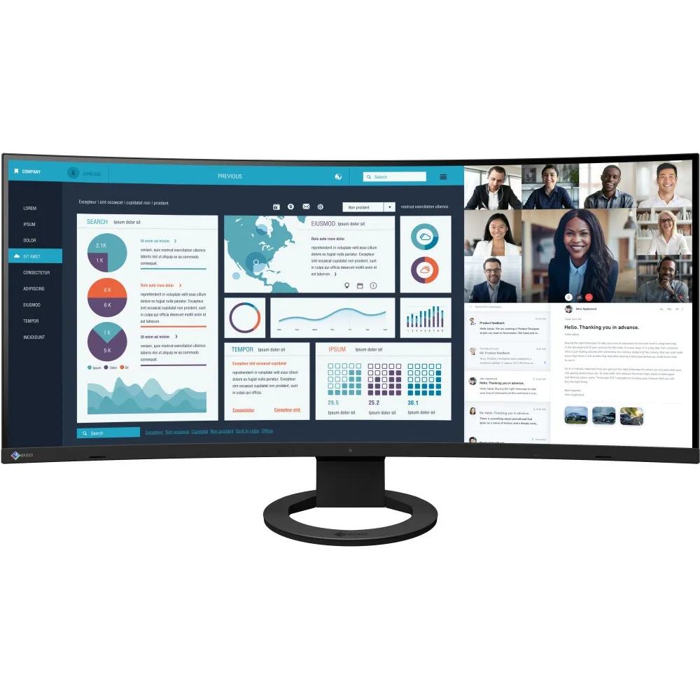 Monitor EIZO FlexScan EV3895-BK - 37,5"/3840x1600 (UW4K)/24:10/zakrzywiony/IPS/6 ms/Czarny