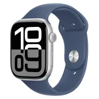 Smartwatch Apple Watch 10 MWWL3QI/A - GPS, 46 mm, srebrne aluminium z paskiem sportowym w kolorze denim, S|M