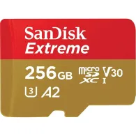 Karta pamięci SanDisk microSDXC Extreme 256GB 190/130 MB/s SDSQXAV-256G-GN6MA - Kolor złoty, Czerwona | Sklep ITnes.pl - IT for 