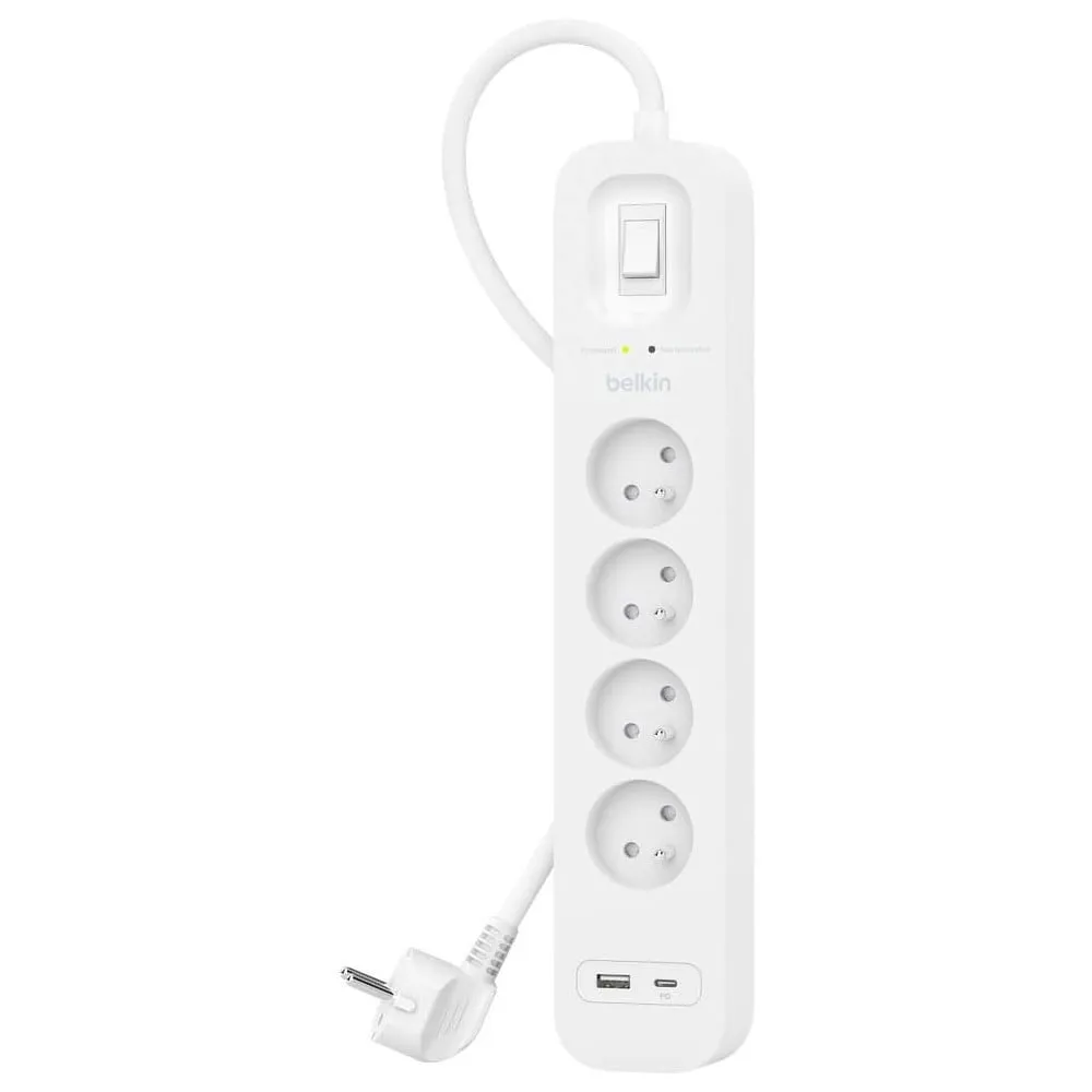 Listwa antyprzepięciowa Belkin SurgePlus SRB001CA2M - 4 gniazda, USB-A, USB-C, 2 m