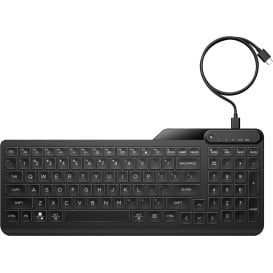 Klawiatura HP 400 Backlit Wired Keyboard 7N7C0AA - USB-C, adapter USB-C do USB-A, Czarna