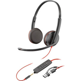 Słuchawki nauszne Poly Blackwire 3225 Stereo USB-C Headset +3.5mm Plug +USB-C/A Adapter (Bulk) 8X229A6