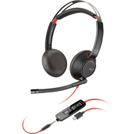 Słuchawki nauszne Poly Blackwire 5220 Stereo USB-C Headset +3.5mm Plug +USB-C/A Adapter 8X231AA