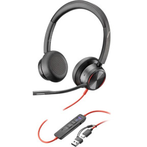 Słuchawki nauszne Poly Blackwire 8225 Stereo Microsoft Teams Certified USB-C Headset +USB-C/A Adapter 8X225AA