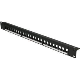 Patchpanel 19" Extralink EX.9656 - pusty, 24 porty, 1U, do modułów Keystone, czarny