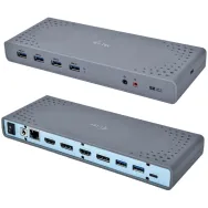 Stacja dokująca i-tec USB 3.0 USB-C Thunderbolt 3 Dual Display Docking Station CADUAL4KDOCK, Szara, Niebieska | Sklep ITnes.pl, 