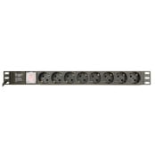 Listwa zasilająca rack 19" PDU Gembird EG-PDU-014-C14 - 1U, 10A, 8 gniazd SCHUKO, wtyk C14, przewód 3m