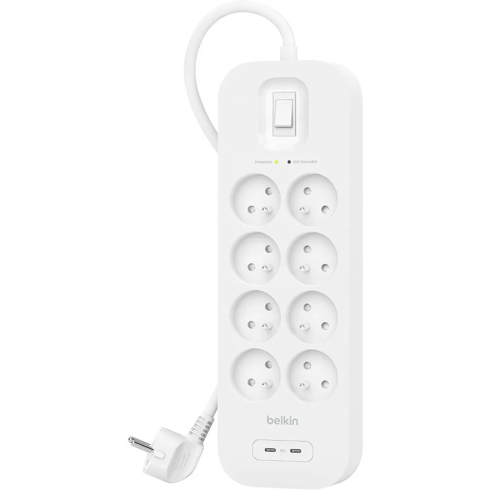Listwa antyprzepięciowa Belkin SurgePlus SRB004CA2M - 8 gniazd, 2x USB-C, 2 m