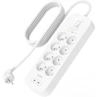 Listwa antyprzepięciowa Belkin SurgePlus SRB004CA2M - 8 gniazd, 2x USB-C, 2 m