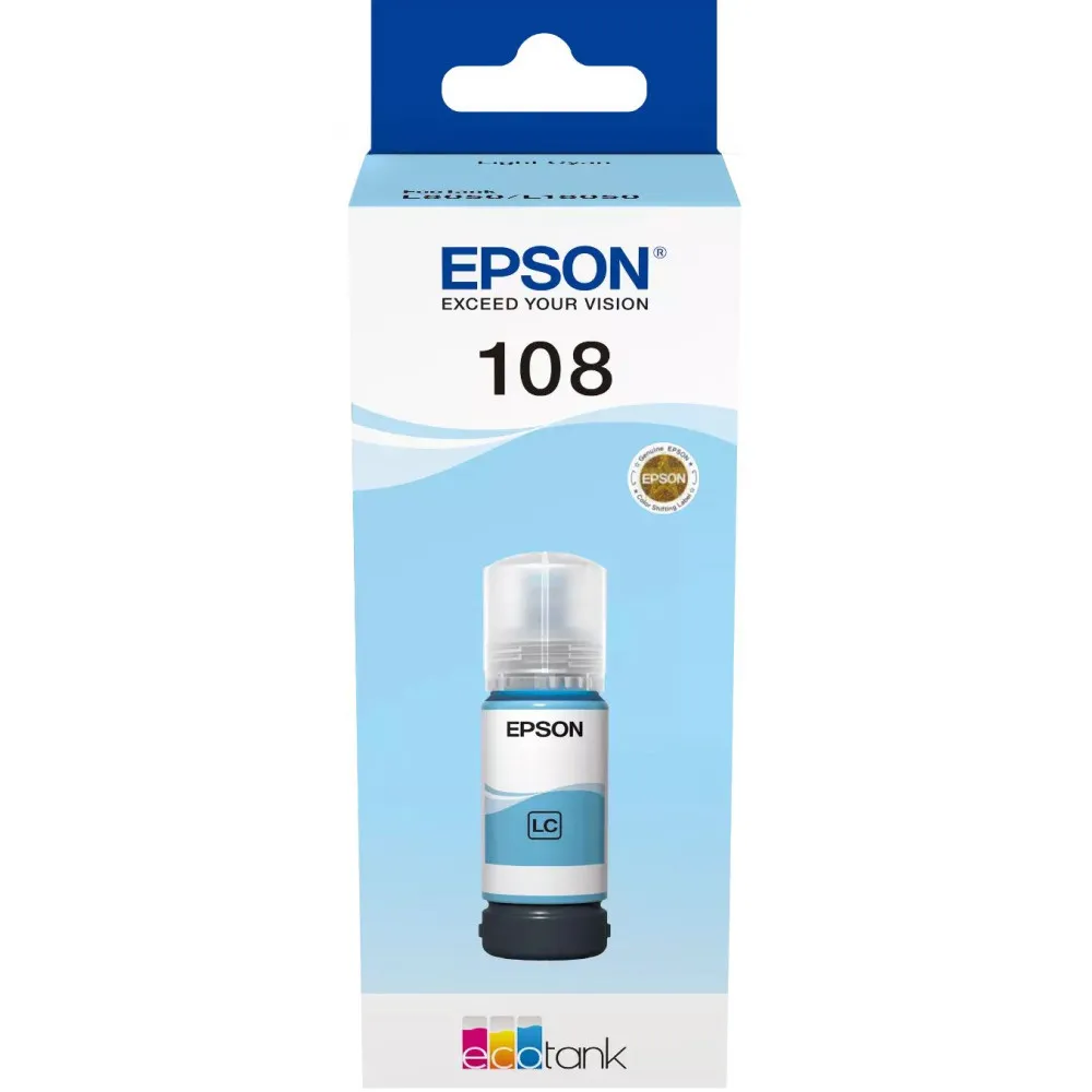 Butelka z tuszem Epson 108 EcoTank Light Cyan C13T09C54A - Oryginał, 7200 stron Butelka z tuszem Epson 108 EcoTank Light Cyan C13T09C54A - Oryginał, 7200 stron