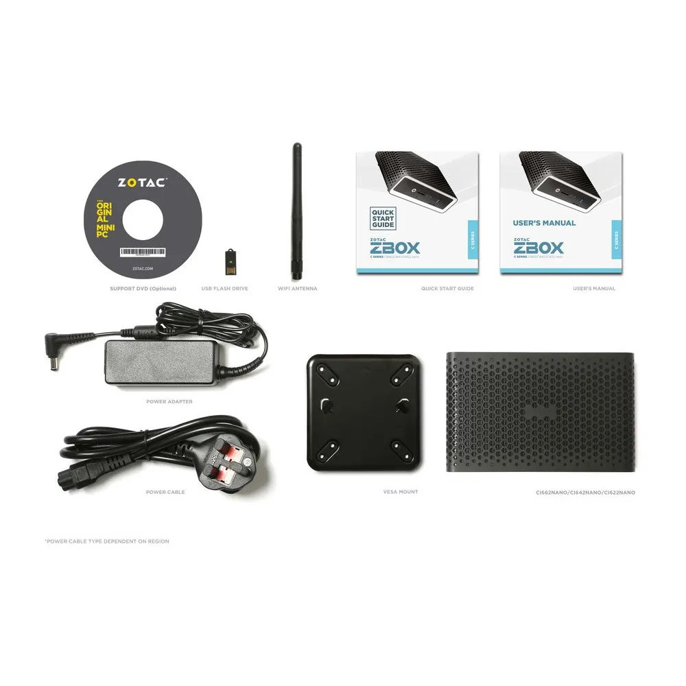 Komputer ZOTAC ZBOX CI622 nano ZBOX-CI622NANO-BE - Mini desktop/i3-10110U/Wi-Fi - zdjęcie