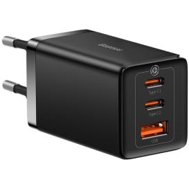 Ładowarka sieciowa Baseus GaN 5 Pro Fast Charger CCGP120201 65W - 1x USB-A, 2x USB-C, PD 3.0, QC 4.0, kabel USB-C, Czarna