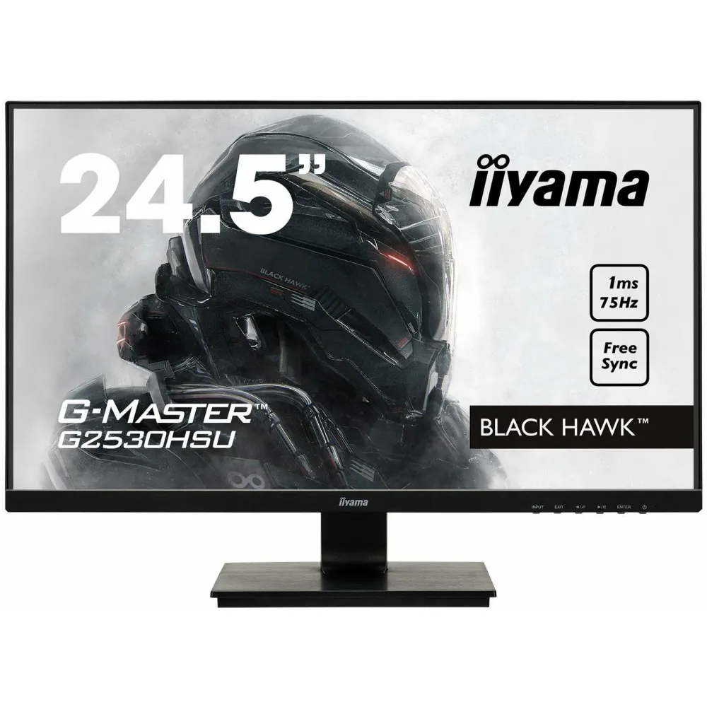 Monitor iiyama BLACK HAWK G-MASTER G2530HSU-B1, 24,5", 1920x1080 (FHD), 75Hz, TN, FreeSync, 1 ms, Czarny | Sklep ITnes.pl, IT fo