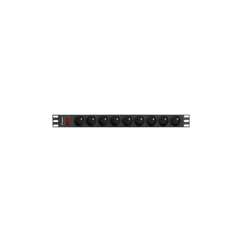 Listwa zasilająca Rack PDU Lanberg PDU-09E-0300-BK - 1U, 9 gniazd "francuskich" (NF C 61-314), przewód 3m