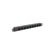 Listwa zasilająca Rack PDU Lanberg PDU-09E-0300-BK - 1U, 9 gniazd "francuskich" (NF C 61-314), przewód 3m