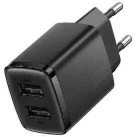 Ładowarka sieciowa Compact Charger 2U 10,5W CCXJ010201 - 2x USB, 2A, Czarna