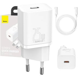 Ładowarka sieciowa Baseus Super Si Quick Charger 1C 25W TZCCSUP-L02 - USB-C, Biała