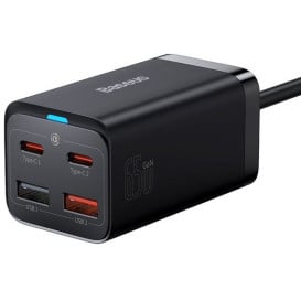 Ładowarka sieciowa Baseus GaN3 Pro 65W CCGP040101 - 2x USB-A, 2x USB-C, PD 3.0, QC 4.0, Czarna