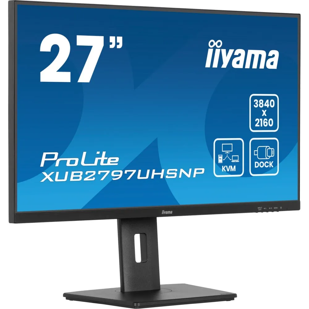 Monitor iiyama ProLite XUB2797UHSNP-B1 - 27"/3840x2160 (4K)/60Hz/IPS/4 ms/pivot/USB-C/Czarny