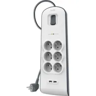 Listwa antyprzepięciowa Belkin 650J BSV604CA2M - 6 gniazd, 2 m, Biała, Szara - BSV604CA2M | Sklep ITnes.pl - IT for BUSINESS