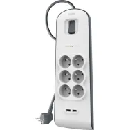 Listwa antyprzepięciowa Belkin 650J BSV604CA2M - 6 gniazd, 2 m, Biała, Szara - BSV604CA2M | Sklep ITnes.pl - IT for BUSINESS