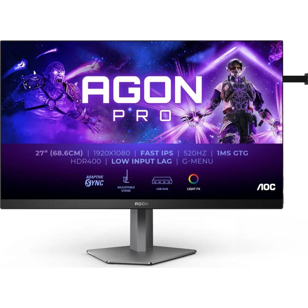 Monitor AOC Agon Pro AG276FK, 27", 1920x1080 (FHD), 520Hz, Fast IPS, HDR, 0,300 ms, pivot, Czarno-szary | Sklep ITnes.pl, IT for