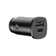 Ładowarka samochodowa Baseus Square metal A+C 30W PPS Car Charger BS-C15C CCALL-AS01 - USB-A, USB-C, 30W, QC4.0+, PD 3.0, Czarna