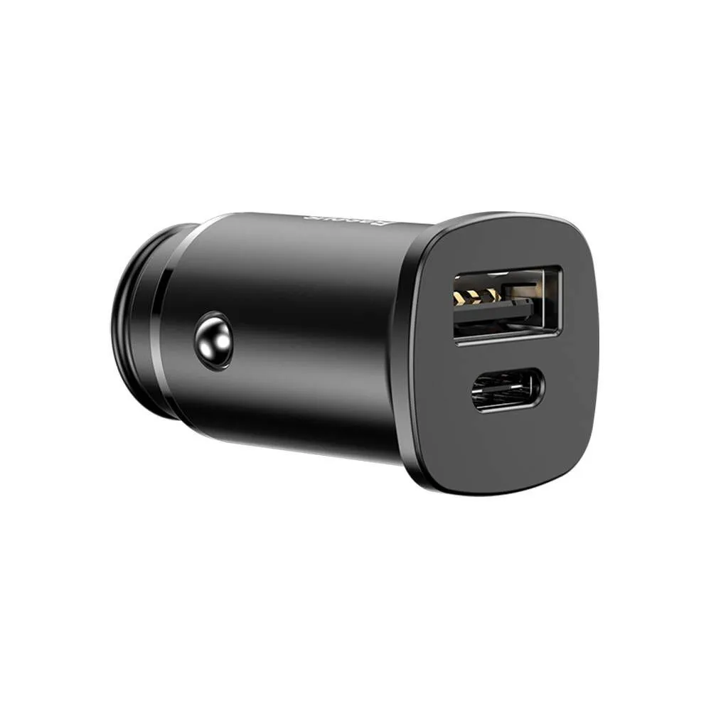 Ładowarka samochodowa Baseus Square metal A+C 30W PPS Car Charger BS-C15C CCALL-AS01 - USB-A, USB-C, 30W, QC4.0+, PD 3.0, Czarna