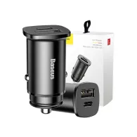 Ładowarka samochodowa Baseus Square metal A+C 30W PPS Car Charger BS-C15C CCALL-AS01 - USB-A, USB-C, 30W, QC4.0+, PD 3.0, Czarna