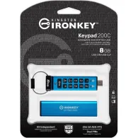 Pendrive Kingston IronKey Keypad 200 8 GB IKKP200C/8GB - USB-C, FIPS 140-3 Lvl 3 Pending AES-256 Encrypted, Niebieski