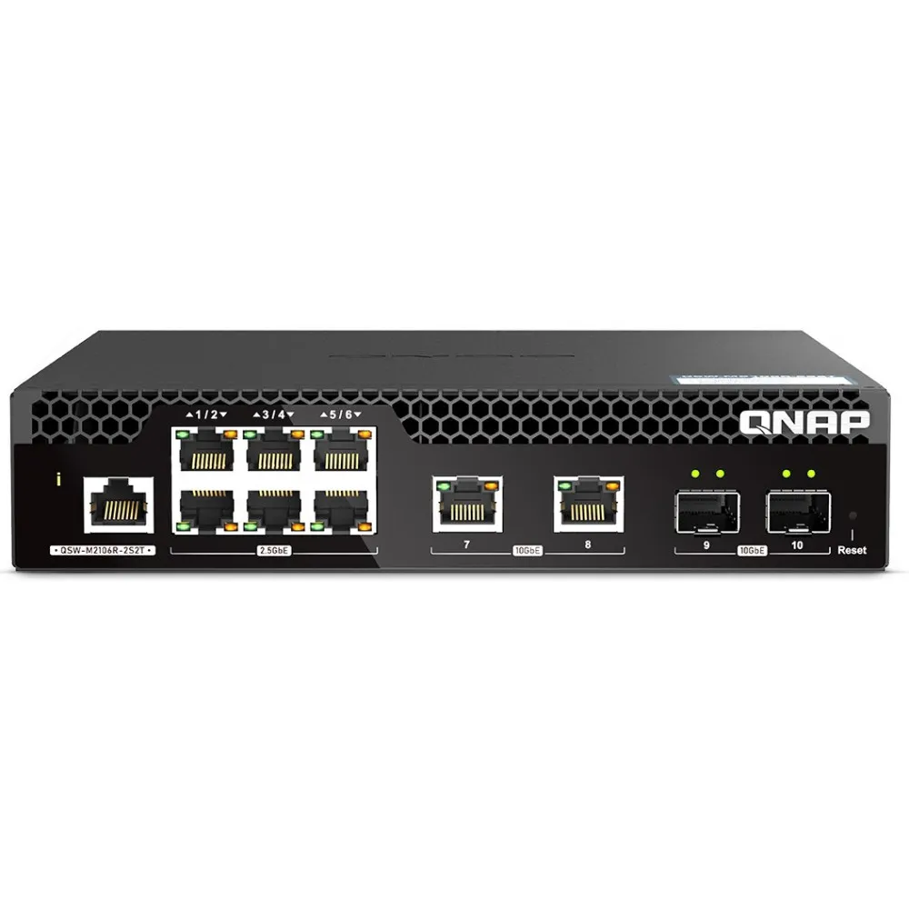 Switch zarządzalny QNAP QSW-M2106R-2S2T, 6x 2.5GbE RJ45, 2x 10GbE RJ45, 2x 10GbE SFP+ | Sklep ITnes.pl, IT for BUSINESS