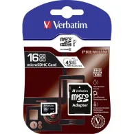 Karta pamięci Verbatim Premium MicroSDXC 16GB + adapter 44082, Class 10 UHS-I|U1, Czarna | Sklep ITnes.pl, IT for BUSINESS