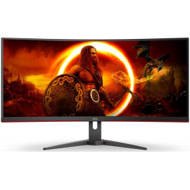 Monitor AOC CU34G2XE/BK - 34"/3440x1440 (UWQHD)/144Hz/21:9/zakrzywiony/VA/HDR/1 ms/Czarno-czerwony