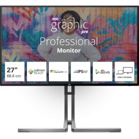 Monitor AOC U27U3CV - 27"/3840x2160 (4K)/60Hz/nanoIPS/HDR/4 ms/pivot/USB-C/Czarny