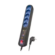 Listwa przeciwprzepięciowa Lestar LFT-2005 3L EMI/RFI - 5 gniazd, 5 m, Czarna, Niebieska - 1966003713 | Sklep ITnes.pl - IT for 