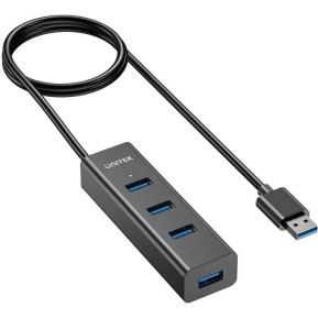 Hub USB Unitek 4-in-1 USB-A 5Gbps Hub Y-3089V01 - USB-C do USB-C i 4x USB-A 5Gbps, Czarny