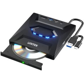 Napęd optyczny zewnętrzny Unitek 5-in-1 External Optical Drive with USB Hub T1037A01 - Czarny