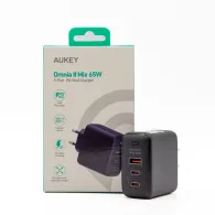 Ładowarka sieciowa AUKEY Omnia II Mix 65W PA-B6T BLACK - 2x USB-C, 1x USB-A, Czarna