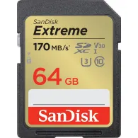 Karta pamięci SanDisk Extreme SDXC 64GB 170/80 MB/s V30 UHS-I U3 SDSDXV2-064G-GNCIN - Kolor złoty, Szara | Sklep ITnes.pl - IT f