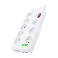 Listwa zasilająca antyprzepięciowa Ever Home T/LZ05-HOM019/0000 - 8 gniazd, 2 m, Biała | Sklep ITnes.pl - IT for BUSINESS