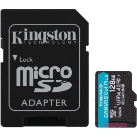 Karta microSD Kingston 128GB Canvas Go Plus + adapter SDCG4/128GB - Class 10, UHS-I, U3, V30, A2