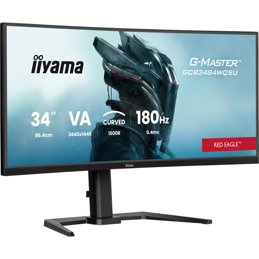 Monitor iiyama G-MASTER GCB3484WQSU-B1 - 34"/3440x1440 (UWQHD)/180Hz/21:9/zakrzywiony/VA/HDR/0,4 ms - zdjęcie